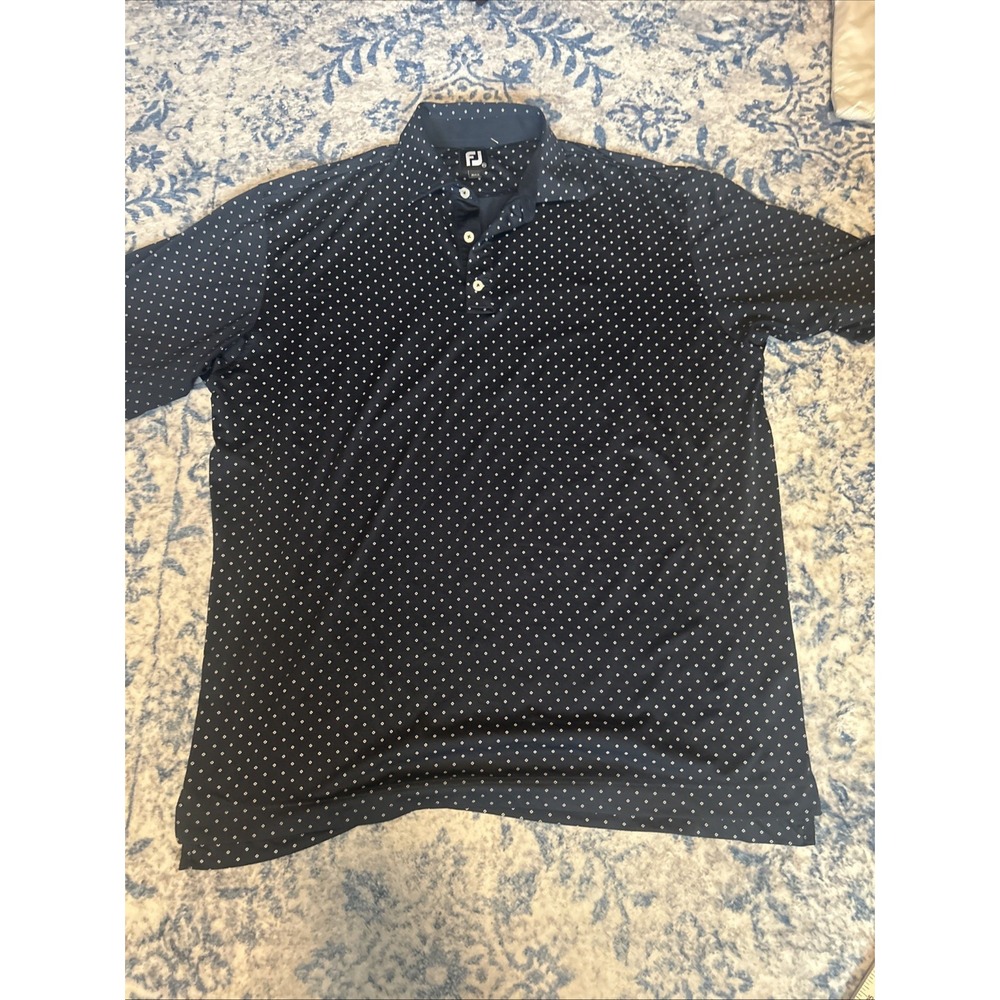 FootJoy Shirt Mens 2XL Gray Blue Geometric Performance Golf Polo Casual